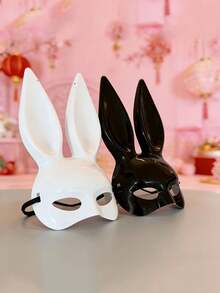 1pc Halloween Rabbit Ear Mask - Half-Face Rabbit Shaped Cosplay Decorative Ear Mask, Suitable For Character Design, Costume Accessories And Gifts, Perfect For Halloween Parties, Theme Parties, Trick Or Treat, Haunted House Decor, Masquerade Balls And Vintage Parties. - One Size Fits All - View 6