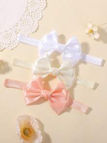 bilicaca 3pcs/Set Satin Bow Baby Headbands, High Elasticity Soft Children's Hair Accessories, Cute Versatile Kids Decorative Hairbands, Suitable For Daily Use - Multicolor - View 5