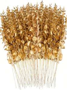Gold Eucalyptus Artificial Flowers - Realistic Faux Eucalyptus Leaves, Suitable For Christmas, Wedding, Valentine's Day Decoration And Home Decor (Vase Not Included) - Multicolor - View 9