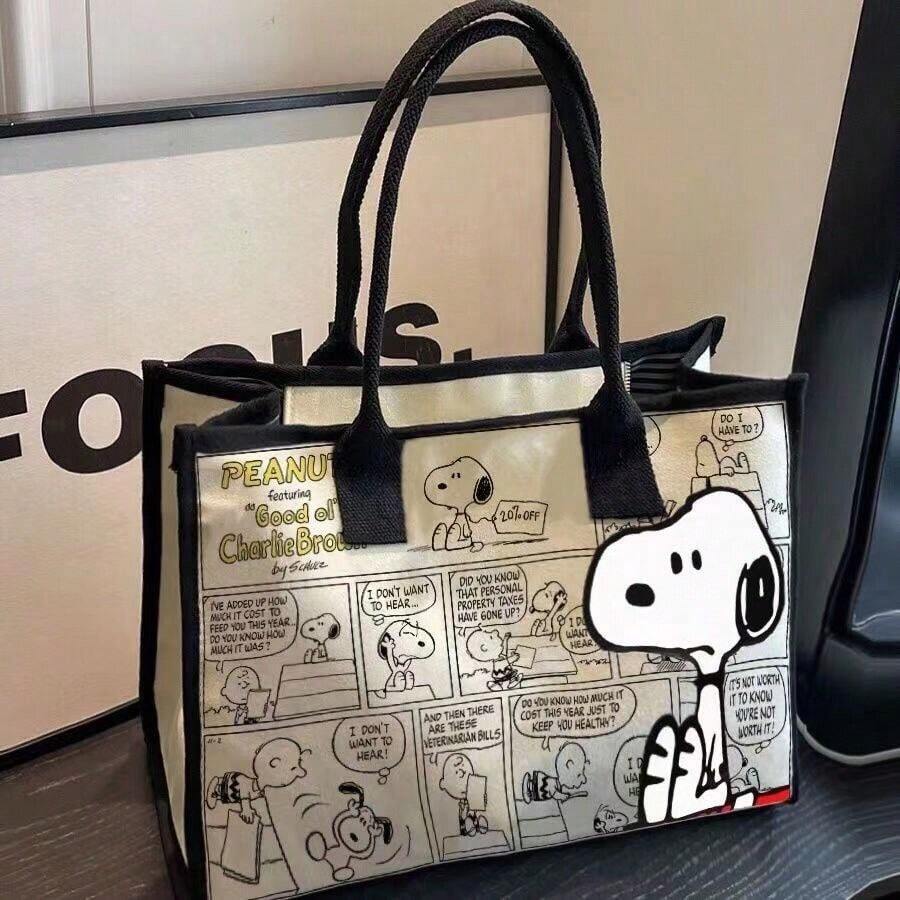 1件 Snoopy 帆布托特包,適合日常使用,簡約學生背包,節日禮物,生日禮物,返校季禮物 - 查看 1