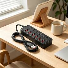 12-Port USB To 6-Port USB + 6-Port Type-C 25W Fast Charging Hub, Multi-Port High-Speed Charging, Suitable For 5V USB Devices Including Computers, Laptops, Tablets, Etc., 12-Port USB Adapter [6USB+6PD] Multi-Interface Fast Charging Hub - View 6