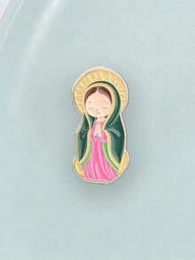 Broche de Esmalte da Virgem Maria de Guadalupe Versão Q Fofa, Broche Religioso Católico, Acessório Elegante para Fiéis Crentes, Ideia de Presente Perfeita - Multicolorido - Visão 6
