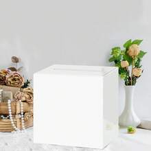 Acrylic White Card Slot Box, Thickened DIY Wedding Box (Blank Without Pattern), Suitable For Banquet Decoration, Fundraising Box, Voting, Graduation Souvenir, Party Gift - White - View 5