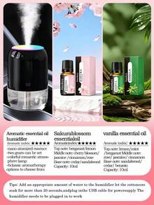 Portable 200ml Mini Cold Mist Aromatherapy Humidifier Set, Suitable For Car/Home, USB Powered, 3 Colors Optional, With Color-Changing LED Night Light, Ultra-Quiet Operation, Auto Shut-Off, Includes 6 Essential Oils, Ideal Gift Choice - A - View 30
