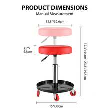 HSHa 360° Rotation Rolling Mechanic Stool With Wheels, 135Kg Capacity Garage Seat/Work Stool, Padded Roller Creeper Seat With Fixed Height, Tool Storage Tray For Garage, Shop, Auto Repair, Red+Black Car Repair Maintenance Tools - Red and Black - View 10