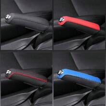 Car Artificial Leather Handbrake Cover Protective Sleeve Handbrake Protector Car Interior Accessories - A - View 2