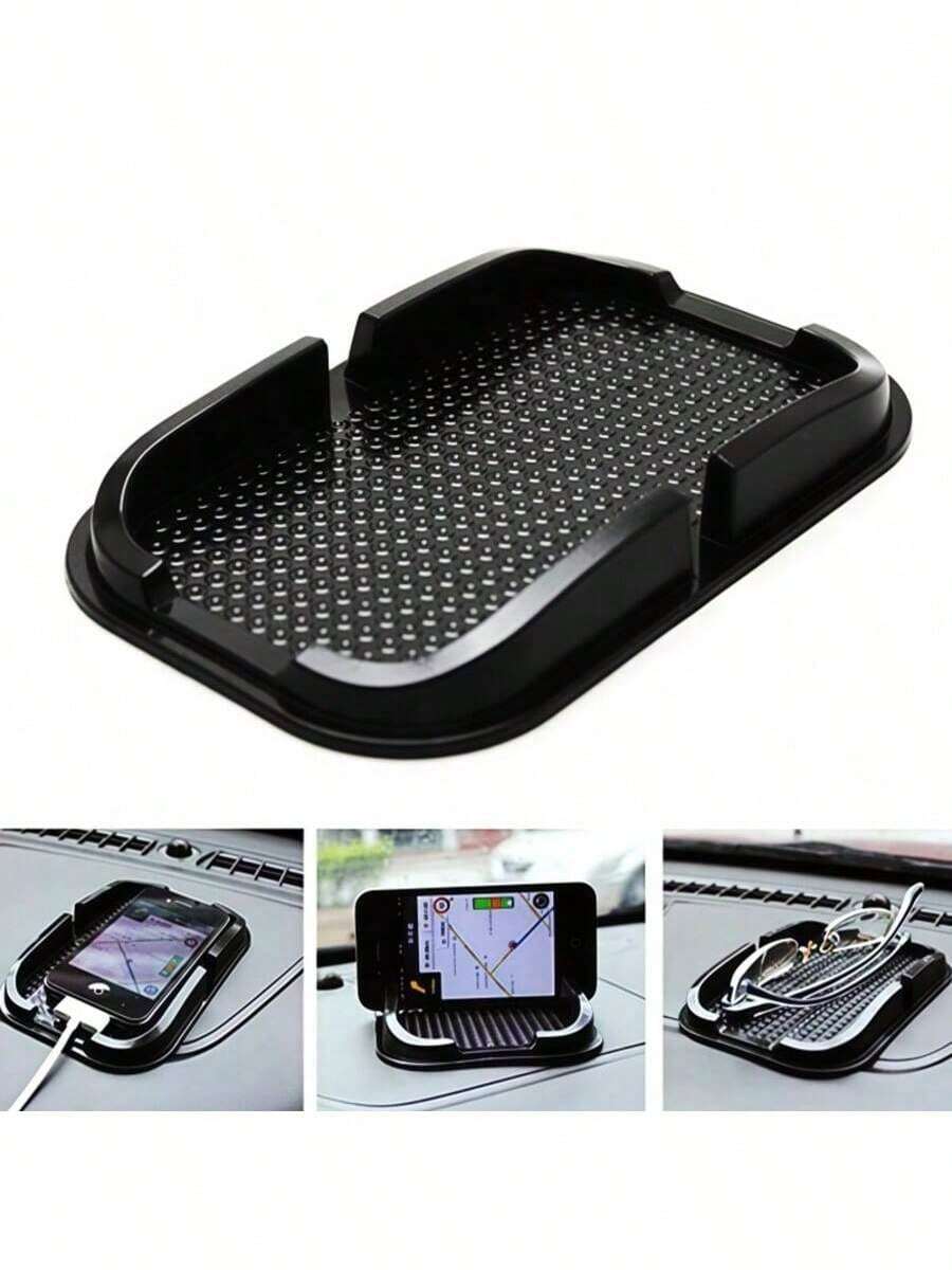 1/2pcsMultifunctional Car Dashboard Anti-Slip Mat, Non-Slip Phone GPS Holder & Storage Tray For Key, Coin, Fashion Glasses, Heat Resistant, Washable, Universal Fit For Most Cars - Anti-slip Phone Holder - View 1
