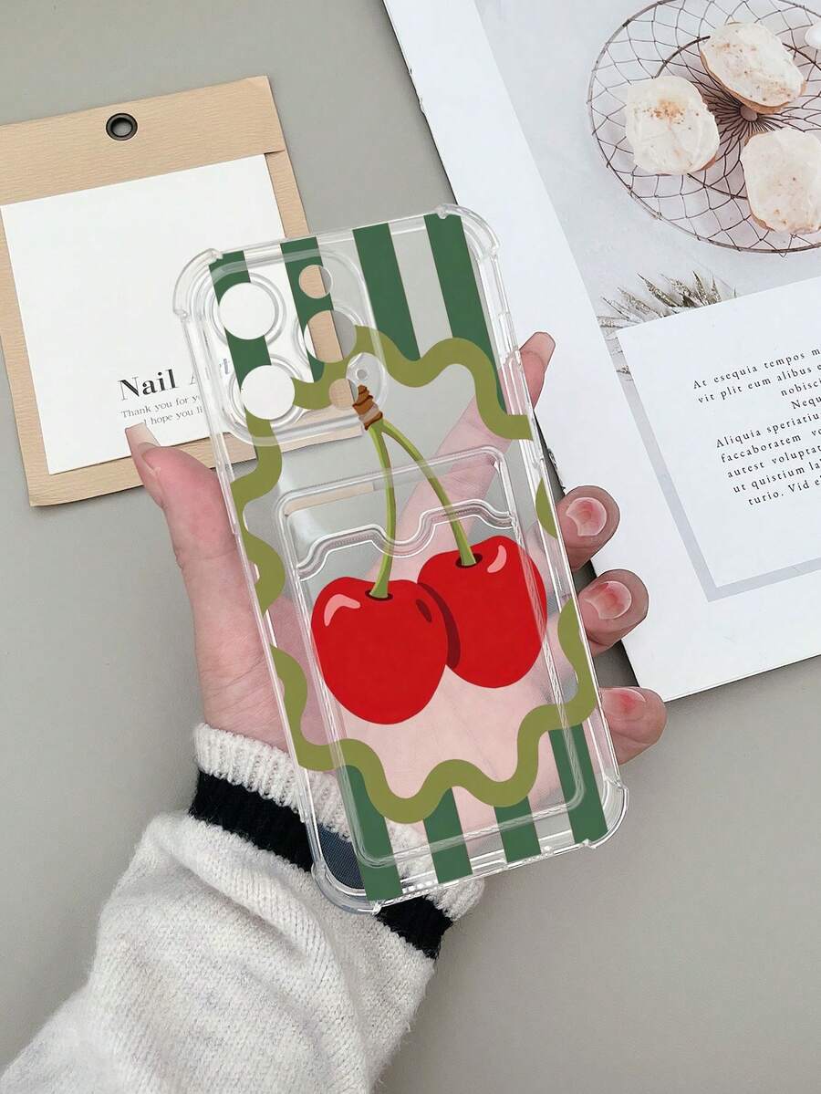 1pc Four-Corner Shockproof High Transparency Card Slot Soft Phone Case UV Printed Pattern TPU Protective Shell Compatible With 16promax Apple Galaxy S25 Ultra 14C Pixel 7 Models - Multicolor - View 1