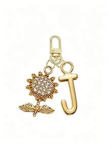 Fashion Sunflower Letter Keychain – Personalized Alloy Bag Charm Accessory - Multicolor - View 12