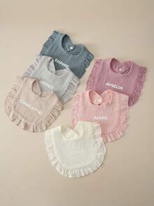 1pc Personalized Customization Name Baby Drool Bib Baby Burp Cloth Soft & Comfortable Bibs Baby Shower Gift Newborn Essentials - Multicolor - View 2