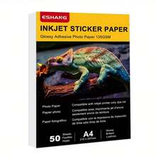 50 Sheets Adhesive Printing Sticker Paper Glossy A4 Size. 135Gsm 36lb Self Adhesive Photo Paper, Compatible With Inkjet Printing - A4 - View 1