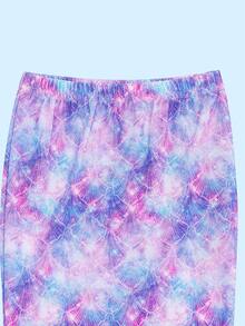 Set Bikini Putri Duyung untuk Anak Perempuan, Bawahan Segitiga dengan Tali Tipis, Pakaian Renang Motif Sisik Ikan untuk Liburan, Set 3 Potong - Mauve Purple - View 8