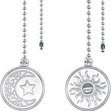 2pcs Sun + Moon Floral Fan Light Extension Pull Chain, 13 Inch Decorative Fan Pull Cord Extension, Vintage Bulb Fan Pull Chain Extension Ornament With DIY Connector, Trimmable - Moon and Sun - View 8