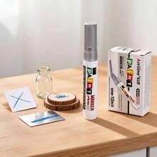 Unisex Waterproof Quick-Drying Paint Marker With 8mm Thick Tip, Industrial Style For Car, Home And DIY - Silver - View 3