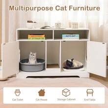 43 Inches Cat Litter Box Enclosure With Storage And Double Rooms - B - View 6