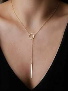 1pc Gold Fine Chain Universe Planet Choker Necklace, Wrapped Universe Planet Design With White Cat Eye Stone, Niche Ins Style Minimalist Versatile Jewelry - Gold - View 9