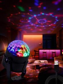 1 pièce Boule lumineuse magique LED colorée - Lumière de scène à télécommande alimentée par USB, convient pour les fêtes à la maison, les festivals, la décoration de la chambre et du salon, avec divers effets d'éclairage pour créer une atmosphère animée. Lampe de projection, éclairage de fête, décoration de fête, projection colorée, éclairage, hôte de fête, décorateur d'intérieur - lumière polychromatique - Voir 10