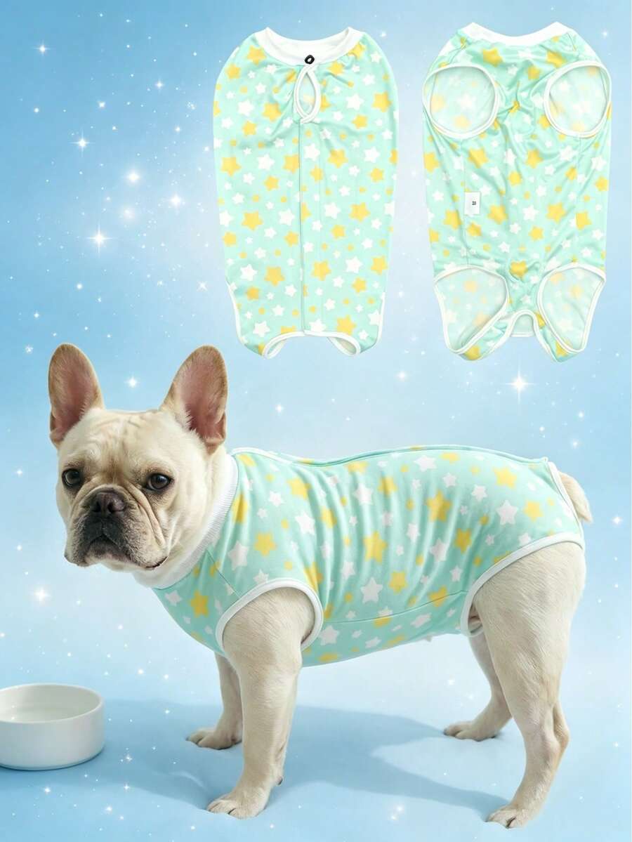 1件装狗狗术后恢复服,适用于术后或断奶期的公母犬,透气宠物恢复服 - 彩色 - 查看 1