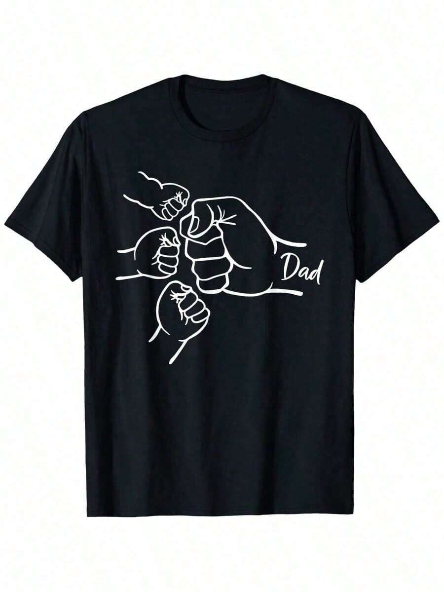 Camiseta del Día del Padre Feliz Día del Padre Papá de Tres Puño Padre de Papá Camiseta Hombre Talla S-24XL - Negro - Ver 1