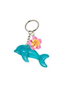 Blue Dolphin Keychain With Cute Small Flower, Perfect For Backpack Accessories, Phone Charms, Car And Home Decor, Birthday, Holiday And Party Gifts, Suitable For Fashionable Car Keys, Men And Women Packaging Decorations And Home Accessories, Ideal Vacation Accessory, Can Be Used For Travel, Work, School, Dorm, Wedding Bride Gift, Mother's Gift, Birthday Gift, Holiday Souvenir, Back To School Gift, Graduation Gift - Multicolor - View 11