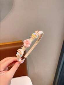 1件可愛卡通動物牙齒髮箍 女孩用，3D熊兔星星花朵裝飾防滑髮飾，適合兒童日常配戴 - 彩色 - 查看 7