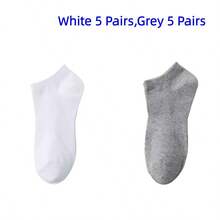 5/9/10/20/50 Pairs White Flat Bottom Japanese Style Minimalist Daily Versatile Low-Cut Non-Slip Skin-Friendly Comfortable Breathable Sweat-Absorbing Odor-Resistant Women's Short Socks - White - View 19