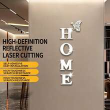 Drill-Free Self-Adhesive Mirror 3D HOME Door Sign, Creative Artistic Butterfly Shaped Wall Decor Hanging Ornament, Modern Minimalist Home Soft Furnishing Decor, American Country Style Entryway Renovation, Housewarming Premium Gift - Multicolor - View 9
