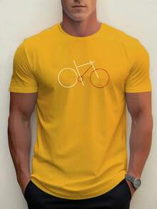 Men's Summer Casual Short-Sleeve T-Shirt With Bicycle Design - 黑色 - 查看 7