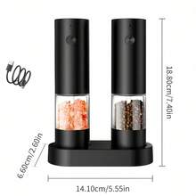 2pcs/Set Electric Salt And Pepper Grinder Set, USB Rechargeable With Warm LED Light, Adjustable Coarseness, Large Capacity Automatic Salt And Pepper Mill For Kitchen, Dining Room, Outdoor Use - Multicolor - View 19