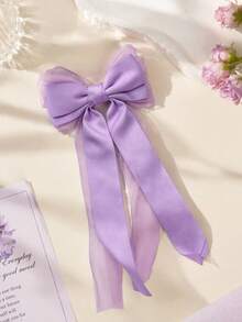 1pc Girls Bow Ribbon Hair Clip, Suitable For Girls Daily Decoration Hair Clip - Multicolor - View 5
