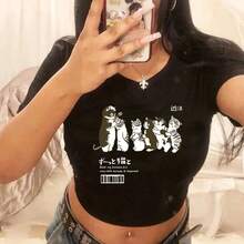 Camiseta Corta Divertida con Estampado de Gato para Mujer, Estilo Ulzzang, Años 2000, Camiseta Gótica para Mujer, Camiseta de los 90 - 6097 - Ver 32