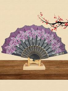 1pc Forever & Moment Exquisite Vintage Plastic Frame Folding Hand Fan, Butterfly Pattern, Portable Handheld Fan, Suitable For Wedding Dance - Multicolor - View 13