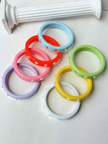 Pulsera de resina con strass de colores estilo Harajuku creativo Y2K, nuevo estilo primavera/verano, adecuada para fiestas, vacaciones, festivales de música - Multicolor - Ver 4