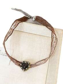 1pc Fashion Heart Decor Choker For Women Daily Wear - Multicolor - View 3