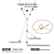 S SHOPBOHO 1pc Stainless Steel Colorful Crystal Rhinestone Y-Shaped Long Necklace, Summer Waterproof Jewelry - Y Necklace - View 11