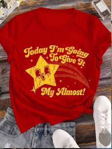 Funny T-Shirt For Women - Today I'm Almost Giving Away My Sarcasm - Novelty Graphic For Ladies - 100% Cotton Breathable Casual Everyday T-Shirt - 紅色 - 查看 1
