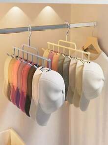 Space-Saving Hat Rack, Beige And Gray, Organic Material Closet Hanging Rack, Can Store 8 Hats/Vests/Scarves, Multi-Functional Hanging Storage Rack, Suitable For Dorm/Bedroom, Practical Home Storage Solution - Multicolor - View 7