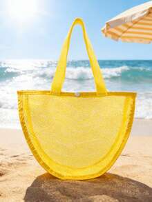 1pc Mesh Beach Bag For Kids, Shell Storage Bag, Seashell Mesh Bag, Beach Bag, Mesh Seashell Collection Bag - Multicolor - View 8