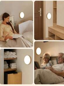 1pc Smart Motion Sensor Light, USB Rechargeable Night Light, Stair Light, Creative LED Bedside Lamp, Bedroom Home Light, Student Dorm Bookshelf Light, Closet Light - White - View 9