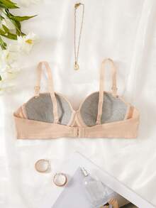 1 chiếc áo ngực không gọng, nửa cúp, nâng ngực, chất liệu cotton mềm mại, thoải mái dành cho nữ, phù hợp với ngực nhỏ. - Màu be - Xem 9