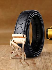 Diamond Pattern B Letter Embossed Men's Automatic Ratchet Belt, Metal Automatic Buckle Belt, Adjustable Business Formal Belt, Suitable For Suits, High-End Luxury Fashion Accessory, Premium Men's Birthday And Father's Day Gift - Multicolor - View 10