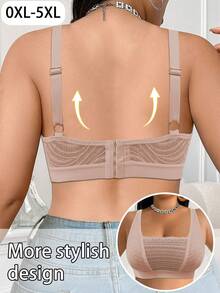 Plus Size Women Lace Patchwork Seamless Underwear, Suitable For Daily Wear In Various Occasions - Apricot - View 3