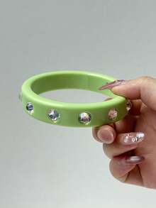 Pulsera de resina con strass de colores estilo Harajuku creativo Y2K, nuevo estilo primavera/verano, adecuada para fiestas, vacaciones, festivales de música - Multicolor - Ver 12
