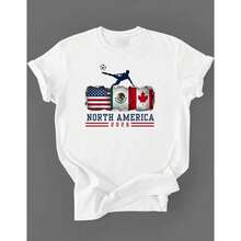 [Camiseta Unisex de Talla Grande con Licencia Oficial de la Copa ], Camiseta de Fútbol Unisex, Camiseta de Fútbol para EE. UU., México y Canadá, Regalo para Aficionados al Fútbol - Blanco - Ver 1