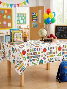 1 buah Taplak Meja Dekorasi Kembali ke Sekolah, Pola Belajar Pensil Buah Alfabet ABC, Penutup Meja yang Dapat Dicuci, Perlengkapan Pesta Hari Pertama Sekolah untuk Dekorasi Meja Makan Kelas Taman Kanak-kanak Homeschooling - MultiWarna - View 5