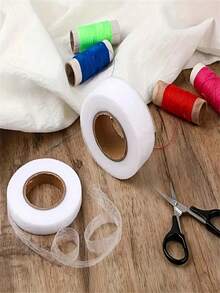 1 Roll Double-Sided Iron-On Hemming Tape, Non-Woven Adhesive Material, Suitable For Pants, Hats And DIY Sewing, White, Width 1/2cm, TPU Material, Seamless Repair And Edge Shortening Solution, Clothing Hemming|Transparent Tape|Durable Fabric Tape - U - View 5