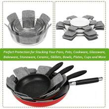 Pot And Lid Protectors, 12pcs Set With 3 Different Sizes, Pot Divider Pads/Stacking Pot Lid Protectors/Pot Lid Divider Pads, For Protecting And Separating Pots And Lids - View 3