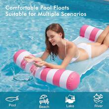 1/2pcs Inflatable Adult Water Hammock Pool Float, Foldable Floating Lounge Chair, Double Tube Inflatable Raft, Suitable For Swimming Pool Beach Vacation Water Sports, Leisure Floating Seat, Portable Pool Lounge Chair, Summer Party Travel Outdoor Entertainment And Seaside Fun - Multicolor - View 6