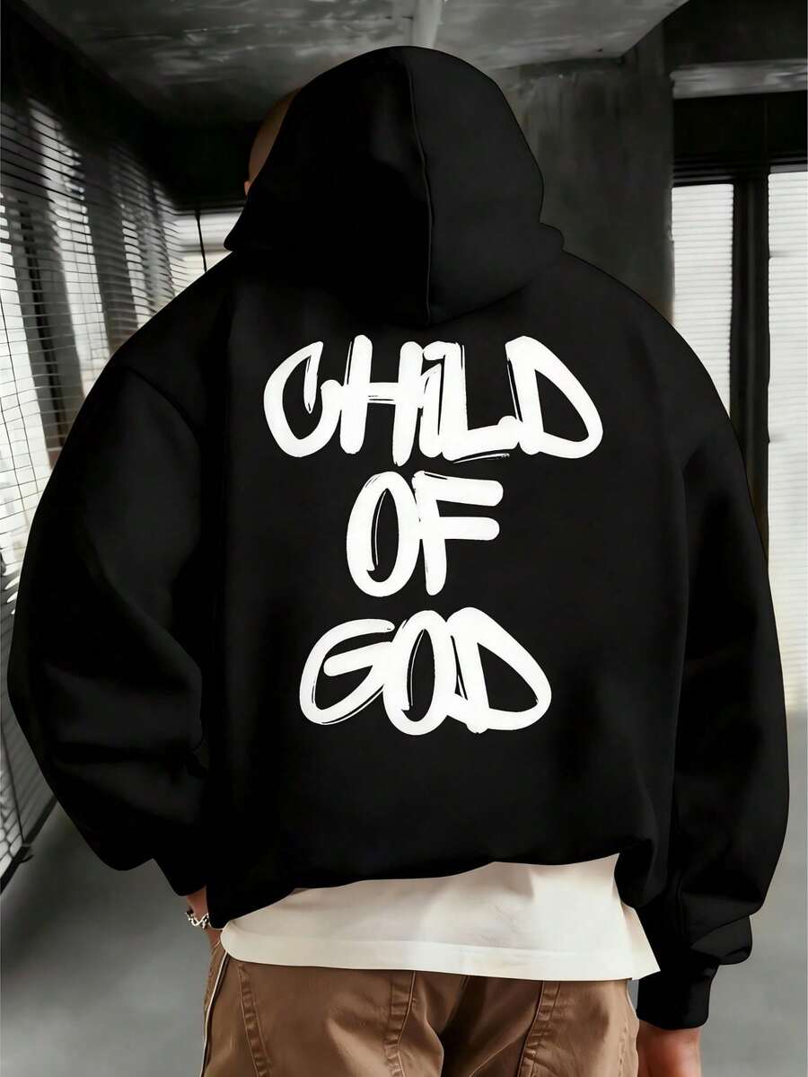 Men003-1 Men's Beige Hoodie With Bold Black SWAG Lettering, Loose Fit, Casual, Beige And White Sweater With Pockets - 軍綠色 - 查看 1