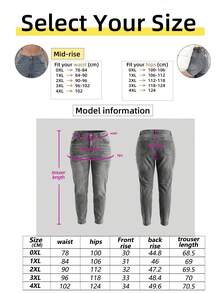 Y2K High Waist Stretchy Skinny Sexy Jeans For Plus Size Women Casual Spring - Dark Grey - View 12
